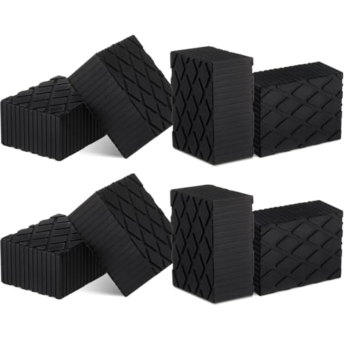 Image of Pangda 8 Pack Solid Rubber Auto Lift Pads 6-3 /8 inch x 4-3 /4 inch x 3.15 inch Anti-Skid Lift Block Spacer Pad for Automobile Car Lifts, Jacks and Racks, 4000 Lbs Capacity