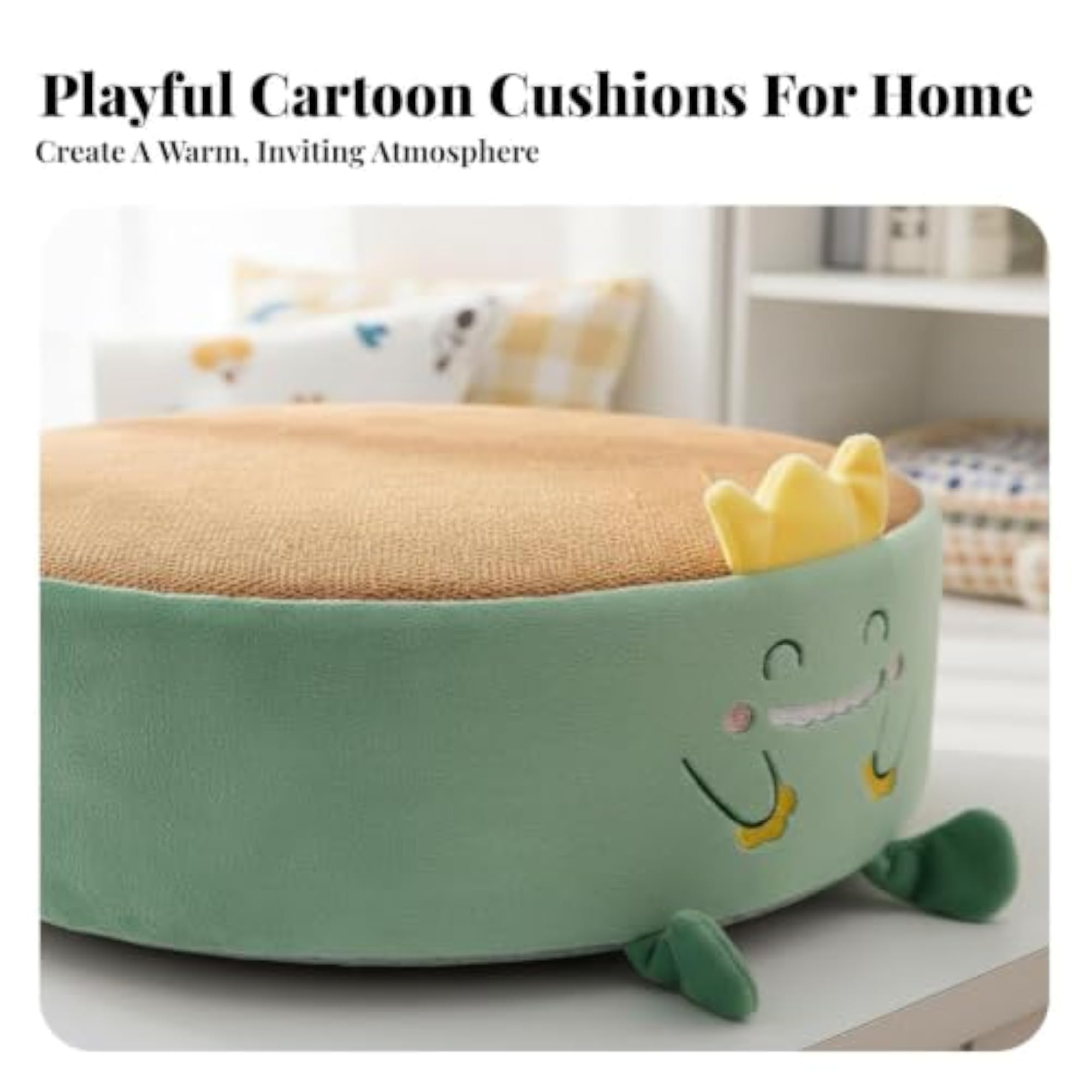 Cartoon Floor Cushion, Extra Thick Round Character Seat Cushion