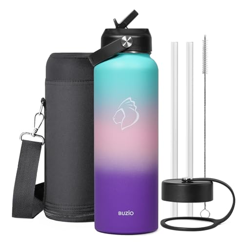 Image of BUZIO Triple Wall Vacuum Water Bottle with Dust-Proof Straw & Spout Lids
