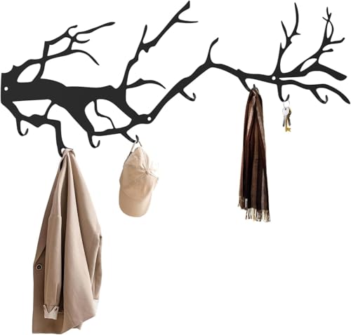 Vasttron Wall-Mounted Coat Rack Hooks, Coloured Metal Cloakroom Hooks, 6 Coat Hooks, Home Decorative Coat Hooks, Suitable for Bedroom, Living Room, Bathroom and Kitchen
