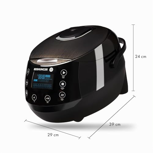 Miniatura 3 de Reishunger Olla Arrocera Eléctrica Y Vaporera Negro Hasta 8 Personas 1.5 L Hervidor De Arroz Con 12 Programas - Con Pantalla Led Y Función Automática De Mantenimiento Del Calor