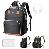 Tonyeee Wickeltasche Rucksack Baby Wickelrucksack mit Wickelauflage 25-37L Erweiterbares Große Wickeltasche Kinderwagengurten, Reise Rucksack Windeltasche Multifunktional Mommy Bag, Schwarz