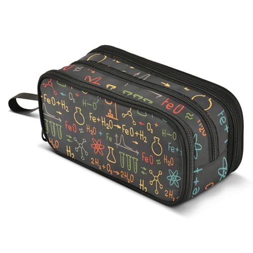 Image of ALAZA Science Chemistry Laboratory Pencil Case Large Capacity Pencil Pouch Box Boys Girls School Supplies Pen Case Bag with Handle 3 Compartments Zipper