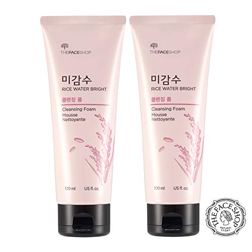 [THEFACESHOP] Nettoyant moussant pour le visage pour le nettoyage quotidien du visage, eau de riz, hydratant moussant nettoyant et éclaircissant pour tous les types de peau 150 ml (lot de 2)