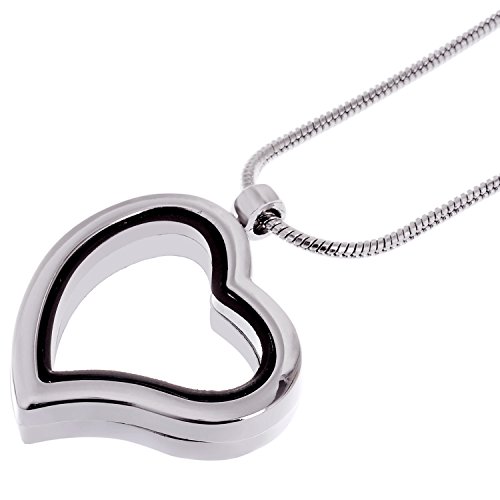 RUBYCA Living Memory Heart Locket Snake Chain Necklace Crystal Floating Charm DIY Silver Tone 10Pcs2