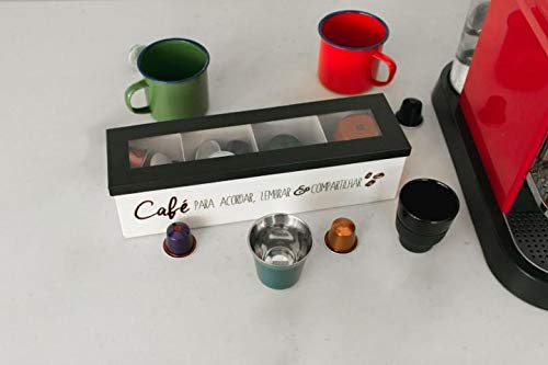 Caixa Porta-Cápsulas, Café para Acordar, Bege com Preto, Geguton 5 Caixa Porta-Cápsulas, Café para Acordar, Bege com Preto, Geguton - Imagem 5