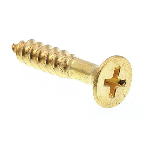 Prime-Line 9035586 Tornillos para madera, cabeza plana, sistema Phillips, #10 X 1 pulgada, latón macizo (100 unidades)