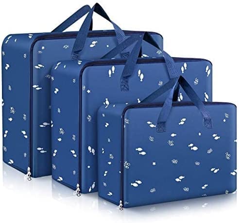 THMINS 3 Pack Extra Large Moving Bags, Waterproof Fabric,Oversized Moving Boxes, Clothes Throw Pillows Quilts, Oxford Fabric(Standard/Medium/Small Sizes,36L/45L/70L)