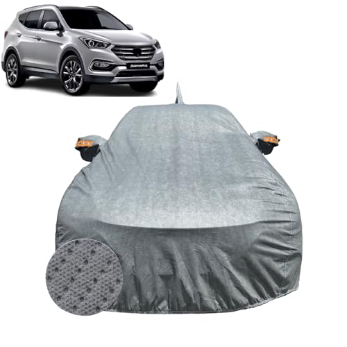 Image of Car Cover Compatible for Hyundai Santa Fe (2012-2017) | 100% Waterproof Cover with Reflective Mirror Pockets | Dustproof, Scratchproof, Heatproof Santa Fe Car Cover |Soft Cotton Lining| Grey