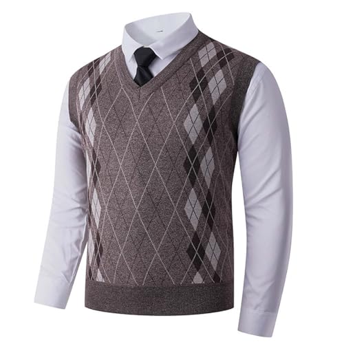 Men's Argyle Vintage Sweater Vest, Classic V-Neck Sleeveless Slim Fit Knit Pullover Lightweight Warm Fashion Tank Tops4