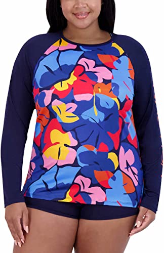 Image of Nautica Women's Long Sleeve Rashguard - Quick-Dry, UPF Protection, Swim Shirt, Pool, Beach, Hiking, Yoga, Volleyball
