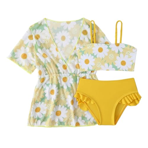 Maillot de bain fille imprimé tie dye avec short et chapeau plage