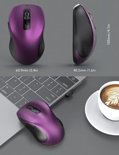 Image of Trueque Wireless Mouse for Laptop, 2.4GHz Ergonomic Computer Mouse with Back & Forward Buttons, 3 Adjustable DPI Levels, 6 Buttons, Optical USB Cordless Mice for Windows PC (Purple, 1 Pack) | 2.4GHz USB receiver, back /forward buttons, 3 adjustable DPI levels, silent clicks, USB-C adapter, Windows /Mac /Chrome OS /Linux