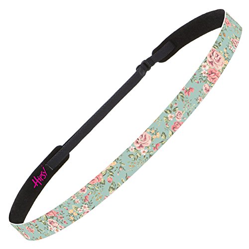 Hipsy Women's Adjustable NO SLIP Country Floral Skinny Headband (Skinny Mint & Pink)