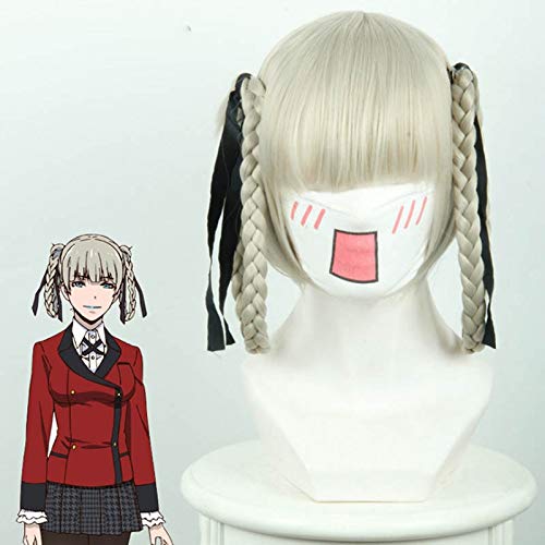 Anime Kakegurui Compulsive Gambler Momobami Kirari Cosplay Wig Heat Resistant Synthetic Hair Wigs + Wig Cap