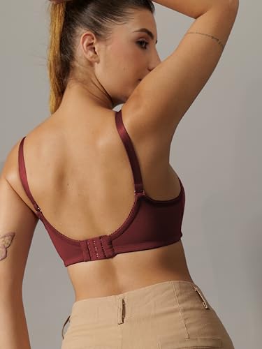 Image of BODYSIZE Women's Demi Cup Padded Bra | Soft Cotton-Lycra Stretch | Wire-Free Comfort, Lightly Padded Support, Seamless with Adjustable Straps (ELA)