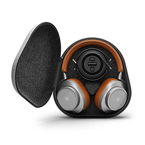 Image of MASTER & DYNAMIC MW75 Active Noise-Cancelling (ANC) Wireless Headphones n Bluetooth Over-Ear Headphones with Mic, Silver Metal /Brown Leather
