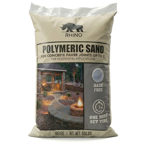 Rhino Power Bond Plus Polymeric Sand for Pavers Paver Sand Polymeric and Polymeric Sand Sealant Compatible Beige 50 Pound Jointing Blend for Stone Gaps Up to 2 Inches