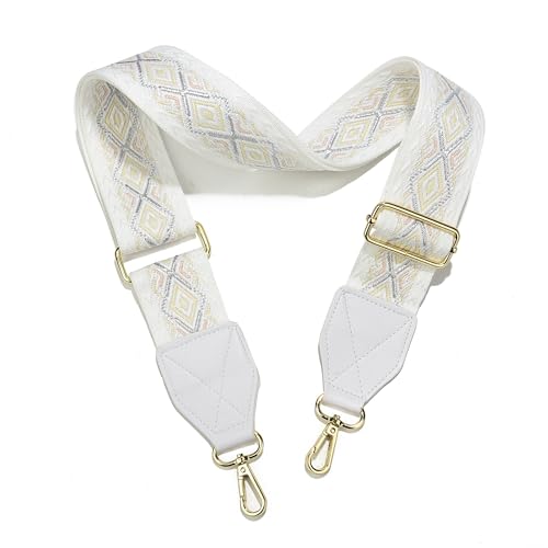 Image of LEMEDE Purse Strap,2 inch Leather End Shoulder Strap Adjustable Replacement,Retro Jacquard Multi-pattern Crossbody Bag Straps