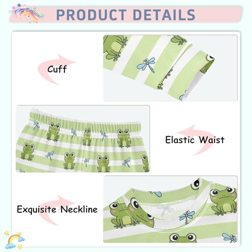 Pajama Sets Long Sleeve Frog Dragonfly Pattern Soft Comfy Sleepwear 2 Piece PJS 3-8T4