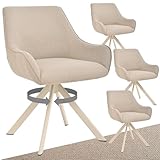 Goeurvant Esszimmerstühle Drehbar 4er Set mit Armlehne – 360°Drehbar Polsterstuhl Leinen Modern Drehstuhl Küchenstuhl mit Beige Metallgestell und Lehne für Esszimmer, Wohnzimmer, Büro, Beige