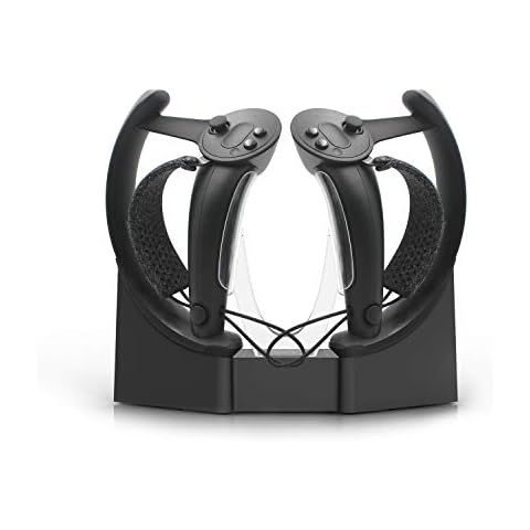 AMVR Touch Controllers Storage and Charging Station, VR Headset Wall Mount Stand for Valve Index, 2 Functions Both Hold Valve Index Headset and Type-C Charge Handle Controller Cover