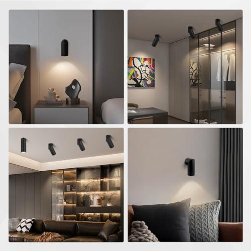 Aufbauspot Schwarz - Schwenkbar Aufbaustrahler mit GU10 Fassung - Aufbauleuchte aus Aluminium Runde Deckenspots Aufputz Spots Verstellbare Deckenstrahler für Wand & Decke, 58 x 150mm,Ohne Leuchtmittel