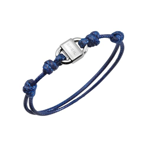 Breil, Collezione Block, Bracciale Uomo in Cotone, Arricchito da Elemento Centrale in Acciaio, Bracciale in Cordino di Cotone, Lunghezza...
