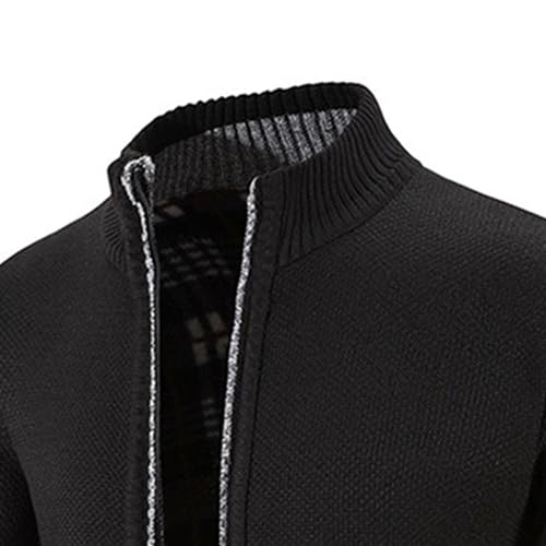 Men's Warm Cardigan Stylish Winter Sweater Casual Long Sleeve Knitted Sweater Zipper Cardigan Stand Collar Sweaters4