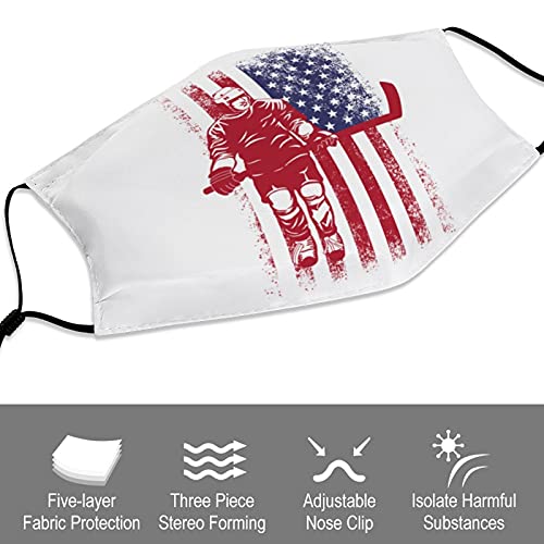 Ice Hockey Flag Kids Face Masks Set Of 2 With 4 Filters Washable Reusable Adjustable Black Breathable Cloth Bandanas Scarf For Children Boys Girls #TOP2