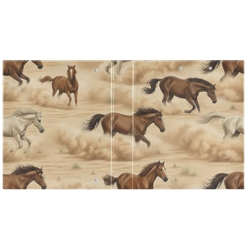 Classeur 3 anneaux imprimé chevaux marron beige format standard pour l'école et le bureau