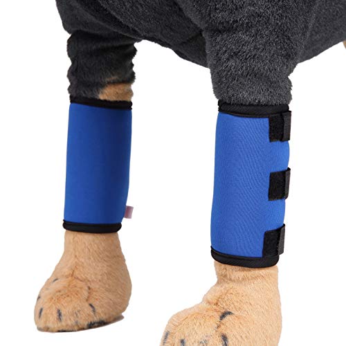 Alfie Pet - Gemini Dog Front Leg Brace Paw Compression Wraps - Color: Blue, Size: Small
