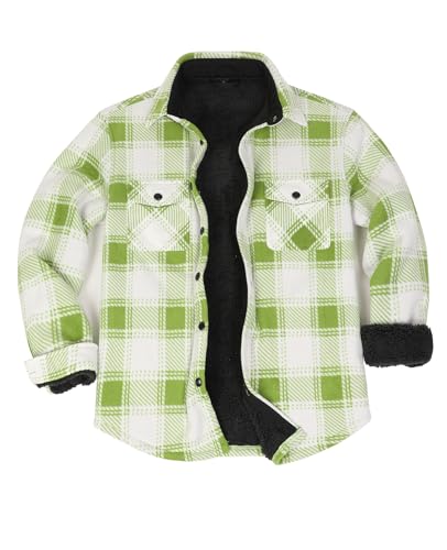 Men's Warm Sherpa Lined Fleece Plaid Flannel Shirt Jacket(All Sherpa Fleece Lined)