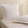Shabby ruffled euro pillow shams set of 2 washed cotton off white farmhouse vintage pillowcases 26×26 bed pillow covers  urban country home decor