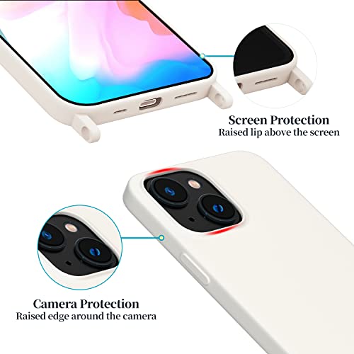 Image of Compatible with iPhone 14 Plus Case with Lanyard Crossbody iPhone Case with Strap Adjustable Shockproof Drop Protection Silicone Phone Cover for iPhone 14 Plus 6.1'' Stone