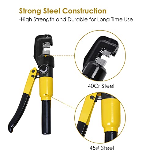 Yescom 10 Ton Hydraulic Wire Crimper Battery Cable Lug Terminal Crimping Tool With 9 Dies #TOP3