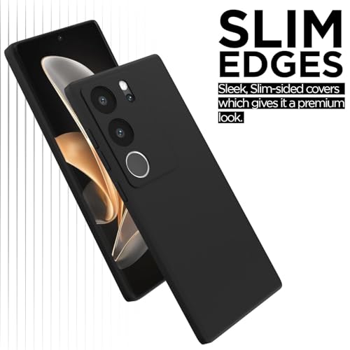 Image of Pikkme Back Cover for Vivo V29 /Vivo V29 Pro 5G | Slim Soft Matte Silicone Cover with Camera Protection & Shockproof Bumper Case (Black)