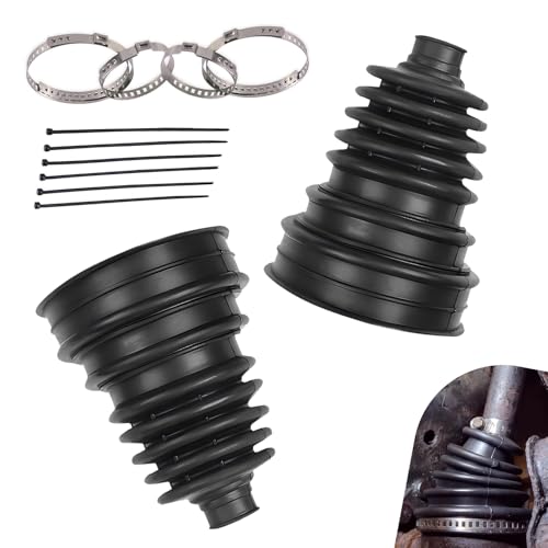 Bawkars 2 PCS Cv Axle Boot Repair Kit, Leak Proof CV Boot with 4 Stainless Steel Clamps & 6 Cable Ties, Dustproof External Ball Cage Repair Bushing, Fits 19mm-24mm Shaft Vehicles (Black)