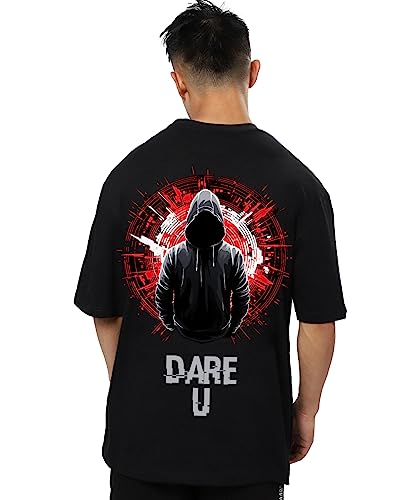Image of Mens Oversized Printed Half Sleeve Branded Cotton T-Shirt for Mens || Back Printed t Shirts for Men || Oversized t Shirts for Men