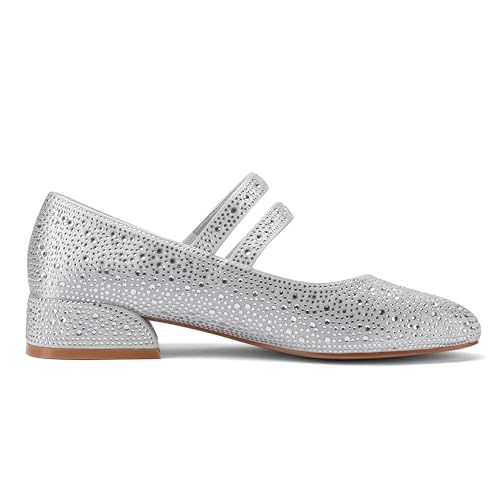 Rhinestone Shoes for Women Sparkling Gold Silver Glitter Chunky Heel Mary Jane Pumps for Women Comfortable Dress Shoes-Parties,Weddings,and Daily Wear2