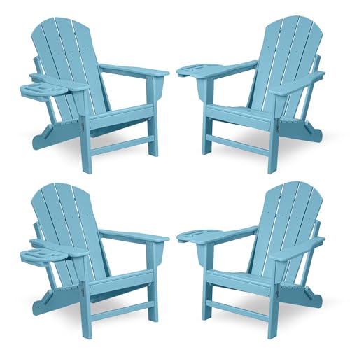 FOOWIN Folding Adirondack Chair Set of 4, HDPE Adirondack Chairs