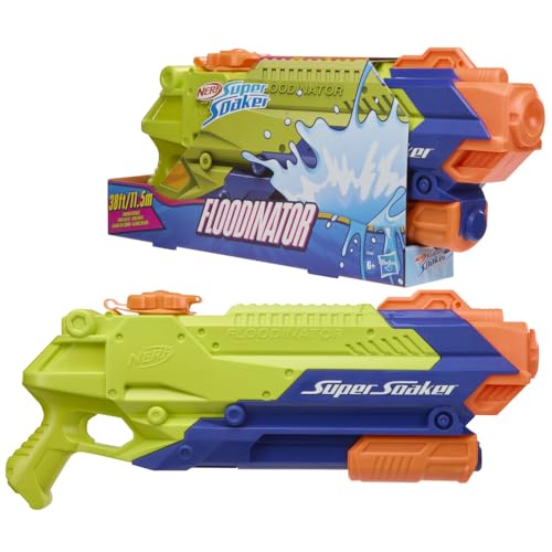 Image of Nerf Super Soaker Floodinator Water Blaster | 2070 ml (2.07 l) Capacity Tank | Pump Action | Pichkari for Outdoor Water Games | Branded Toy Pichkari for Holi Festival | Kids Ages 6+
