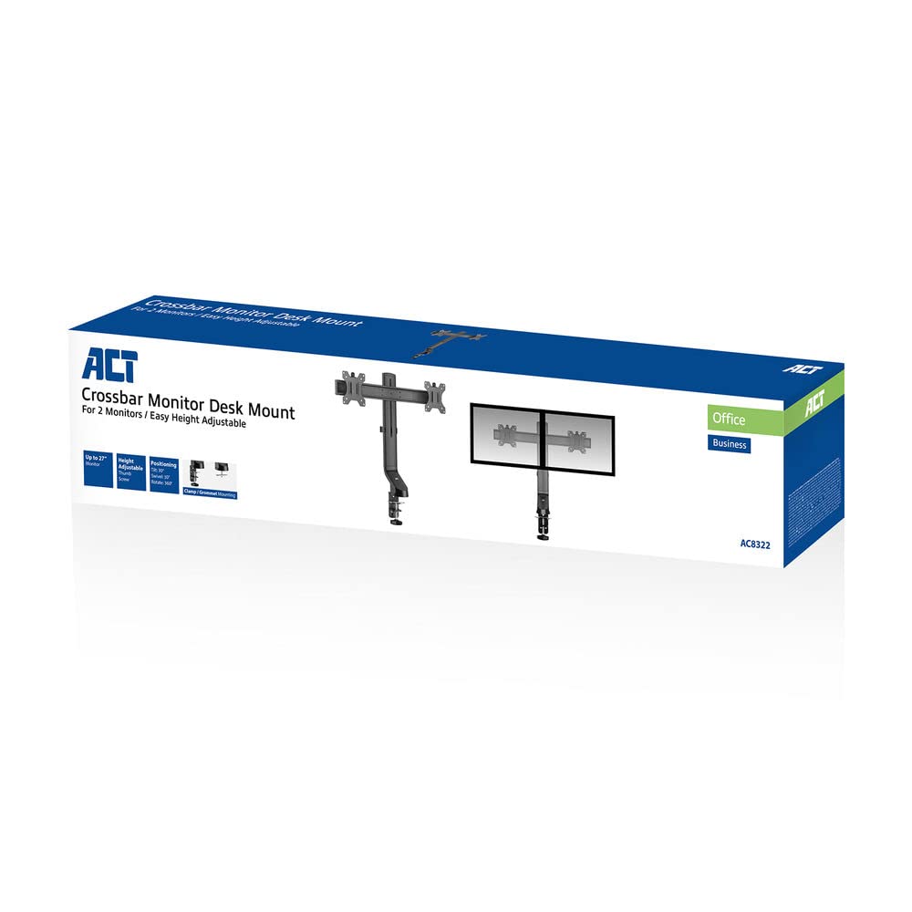 ACT Monitorarm Office, Crossbar, 2 Schermen, Eenvoudig In Hoogte Verstelbaar 3