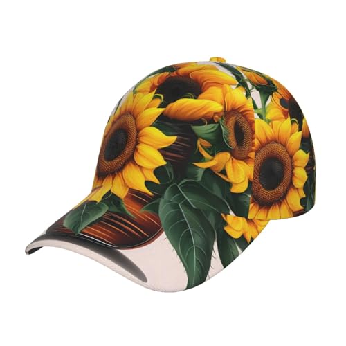 Casquette de baseball tournesol mixte chapeau de sport délavé avec trou queue de cheval