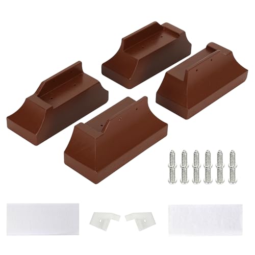 Deerdtride Non-Slip Recliner Risers Chair Height Lifters for Elderly & Adults Low Profile Assistance Blocks Fits Wooden Base Reclining Chairs 4 Pack Brown