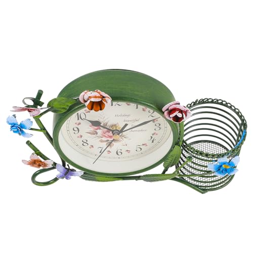 Reloj silencioso vintage de sobremesa con esfera de vidrio y hierro forjado 2