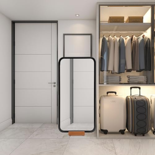 Soporte de espejo de suelo de madera maciza Angoily pack de 2 bases estables 5