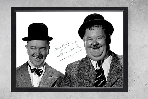 Laurel & Hardy impression encadrée haut de gamme cadre noir 31x23 cm signatures
