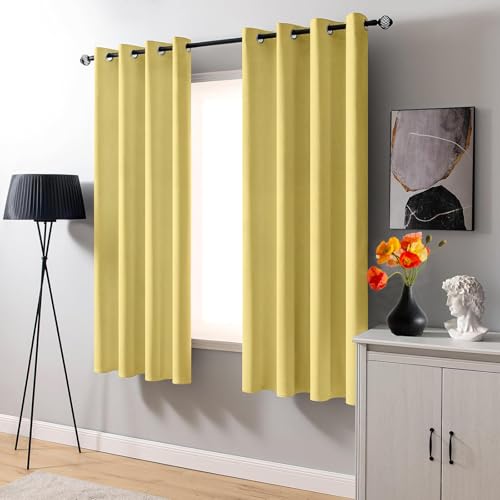 Rideau de decoration rideaux polyester jaune 120x160 isolant thermique - 3