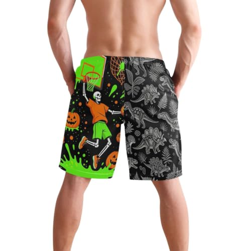Short de bain pour homme dinosaure noir et blanc de 20,3 cm - 2